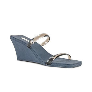 St. Agni Canvas and Rubber Transparent Slides Wedge Sandals Blue White EU 37
